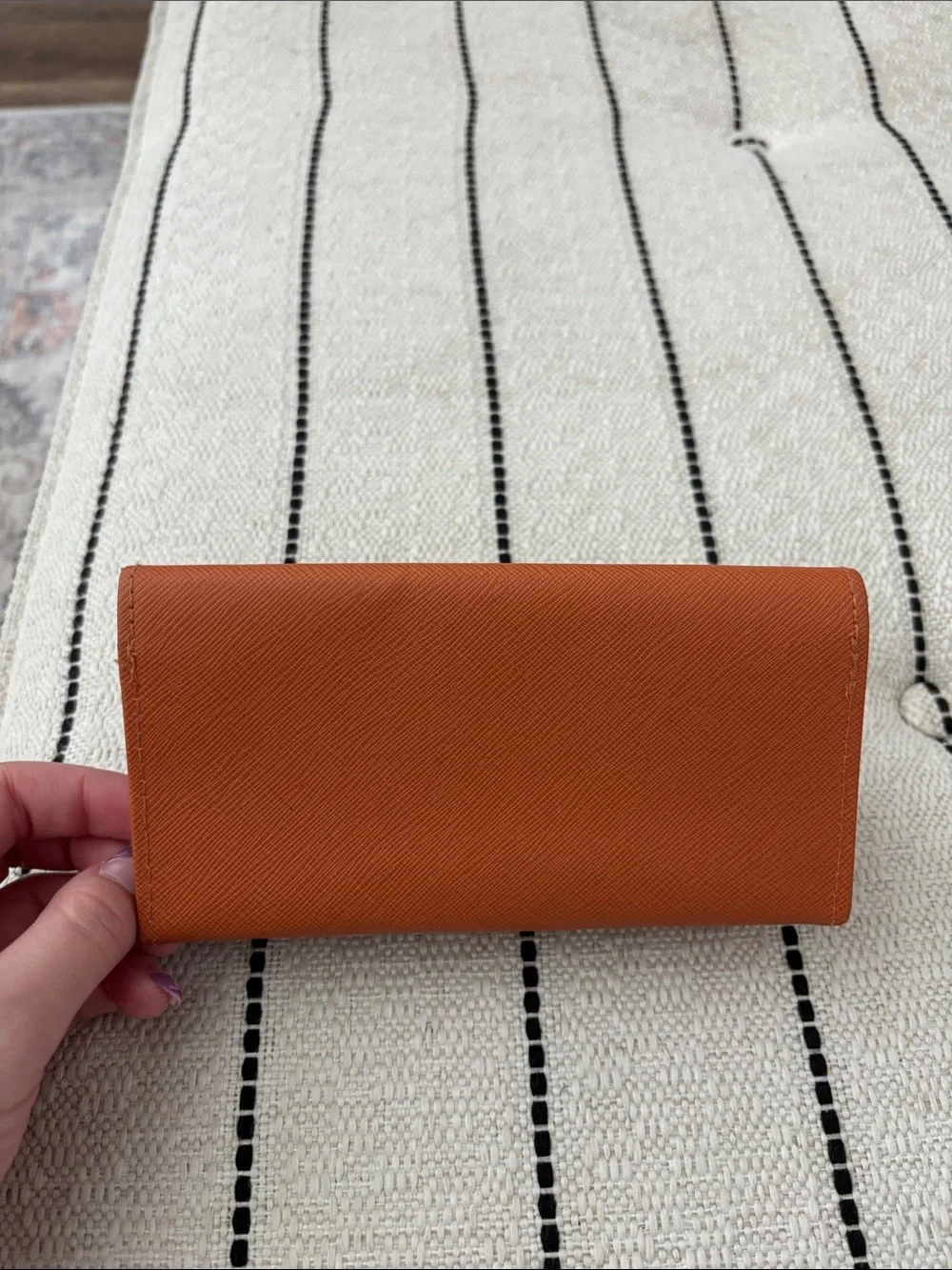 Tory Burch Orange Saffiano Sunglasses Case with Gold Logo